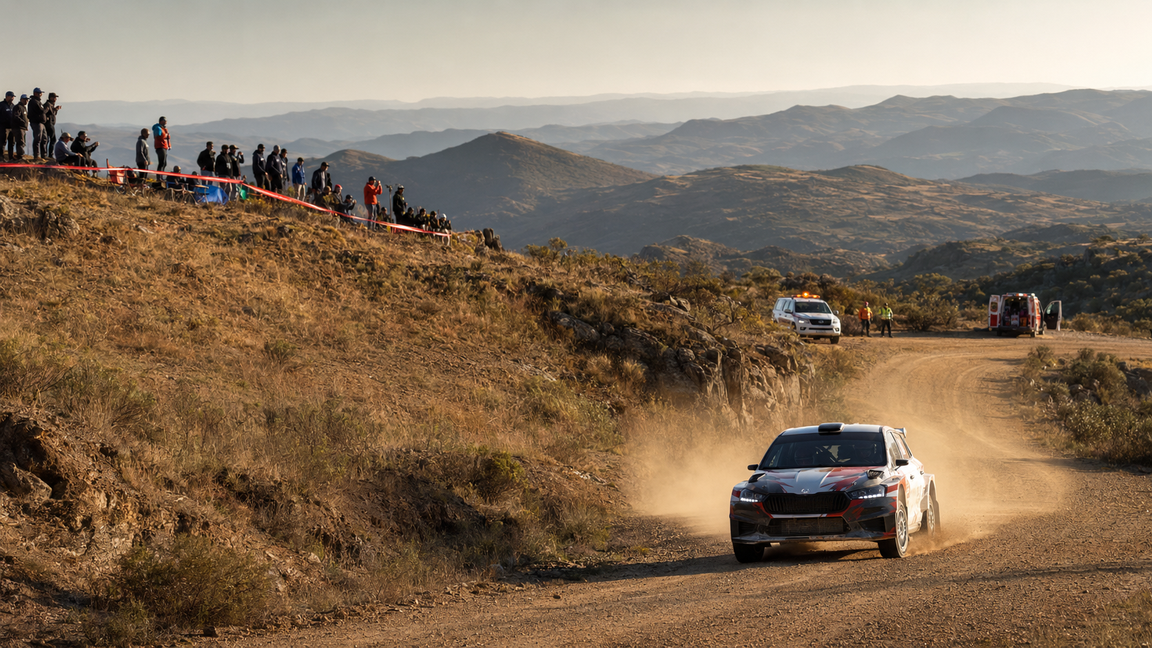 Espectadores ubicados en una zona segura durante un rally